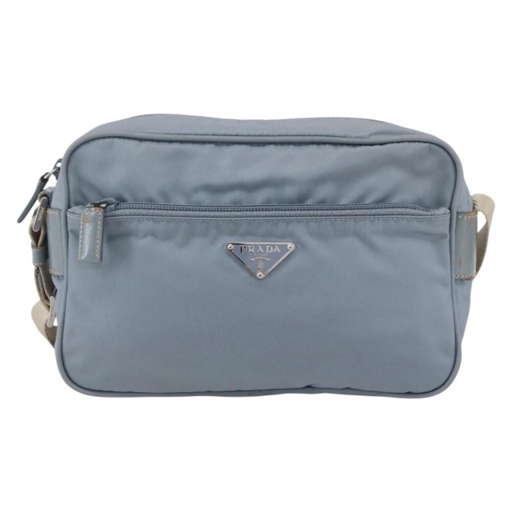 Authentic PRADA Shoulder Bag Nylon Light Blue Silver - Picture 5 of 16